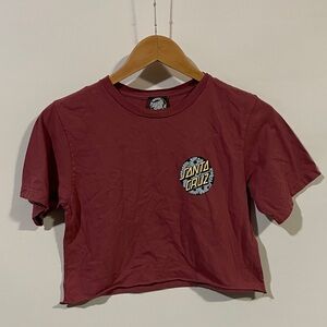 Santa Cruz Skateboards Burgundy Crop Top